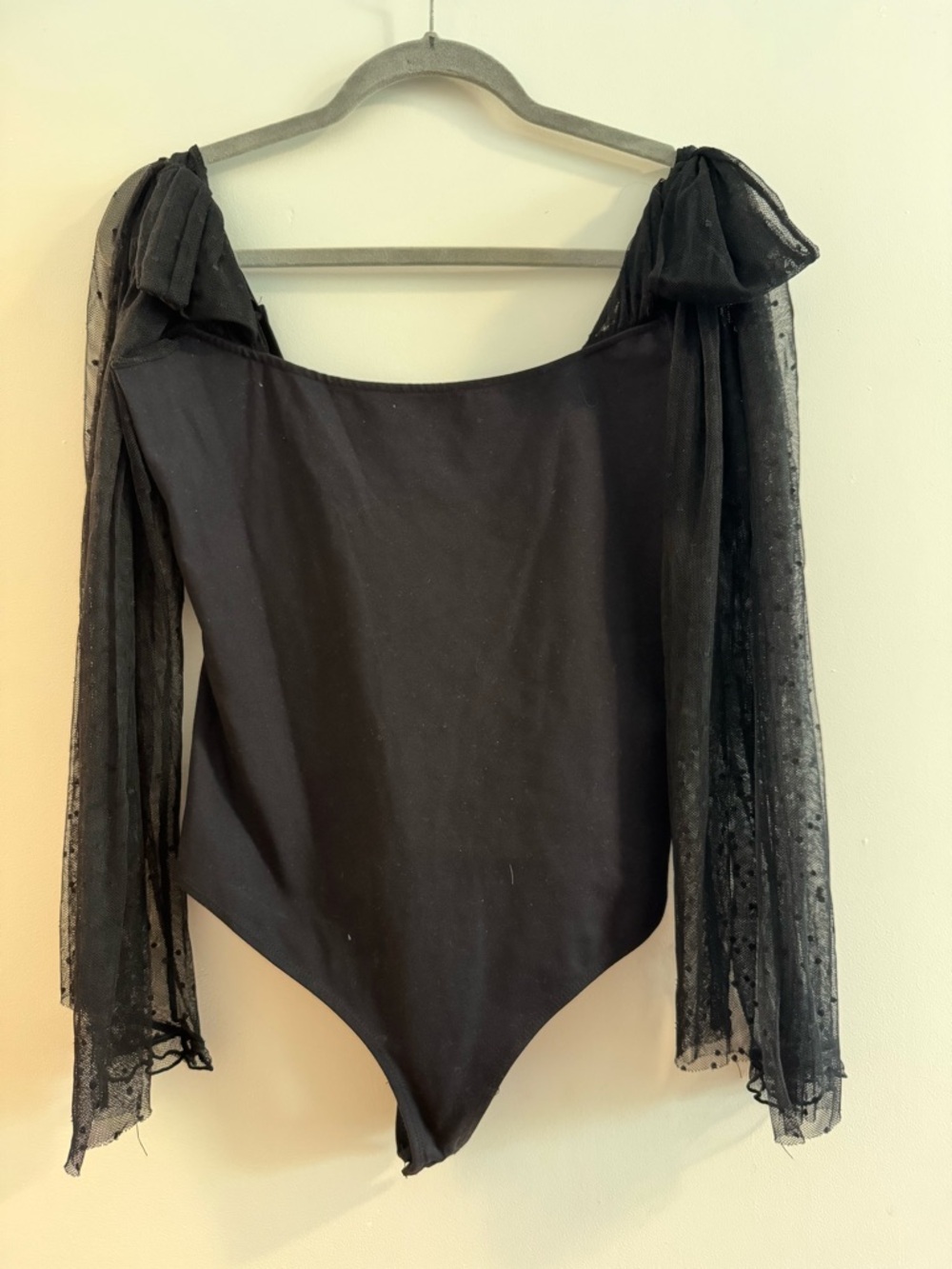 Free People Black Sheer Sleeve Bodysuit